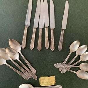 Vintage Silverware Set with Floral Design